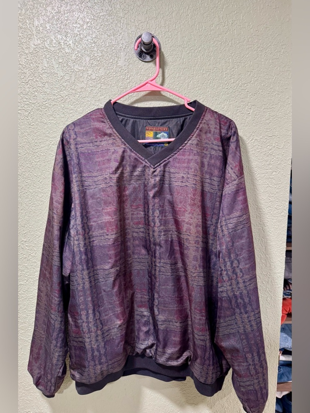 Mens Forresters XL 90’s Y2K Abstract V-Neck Pullover Windbreaker Jacket